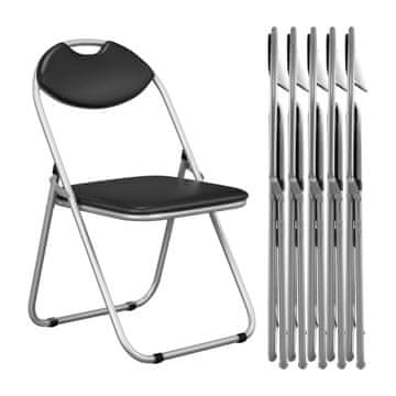 Northix 6x zložljivi stoli kovinski okvir oblazinjen PVC sedež 115kg