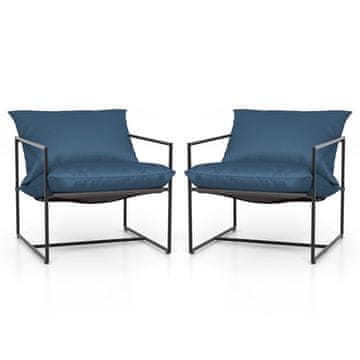 Northix 2x ergonomski sling stoli kovinski okvir blazine 150kg modri