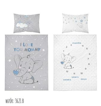shumee Pościel 90x120 Słonik 3621 B mam już tyle lat miesięcy i dni niebieska szara dziecięca Kids 1