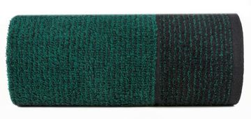 shumee Ręcznik Leon 70x140 czarny turkusowy z żakardowym wzorem w paski frotte 500g/m2