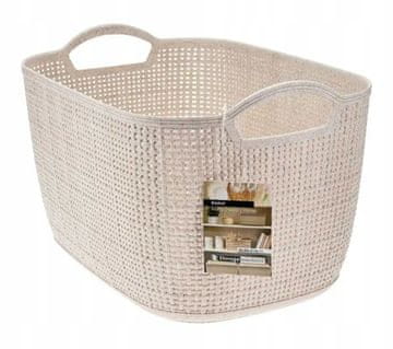 Koopman Plastična košara 35x29x13 cm bež, pletena in praktična z ročaji