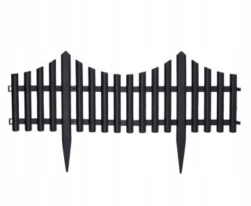 shumee Plastična vrtna palisada, rob ograje, črna, 32x60cm, 1 kos.