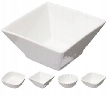 Koopman Komplet 6 skled za prigrizke in omake, keramične, bele, različni vzorci, 125 ml