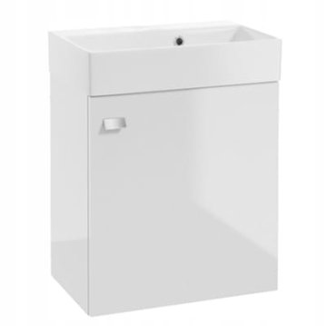 shumee Stenska kopalniška omarica z umivalnikom 60x50cm. Bel sijaj, kromiran ročaj. Elara