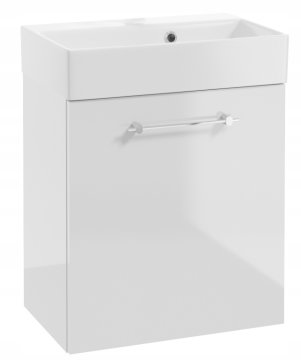 shumee Stenska kopalniška omarica z umivalnikom 60x50cm. Bel sijaj, kromiran ročaj. Elara