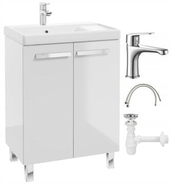 shumee Kopalniški komplet: omarica z umivalnikom 80x60 + pipa, sifon, klik-klak zamašek Bonita
