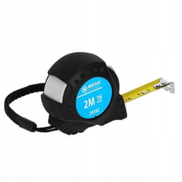 PROFIX Merilni trak 2 m, 16 mm, funkcija zaustavitve traku z gumijastim ohišjem, 1 kos.