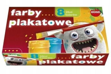 St.Majewski Barve za plakate, 8 barv, 20 ml vsaka, nasičene barve, mat po sušenju