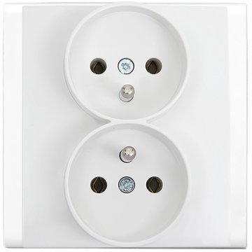 shumee Dvojna vtičnica z ozemljitvijo, bela, električna, vgradna, 1 kos.