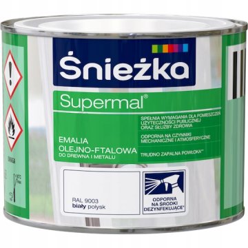 shumee Śnieżka Supermal oljno-ftalni emajl les kovina beli sijaj 0,4L
