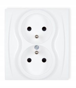 shumee Dvojna stenska vtičnica 16A 250V bela z ozemljitvijo 1 kos.