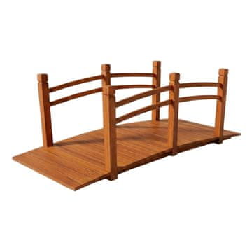 Northix Leseni vrtni most iz jelke obokan za ribnike z ograjo
