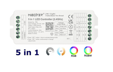 MiBoxer Kontroler PR5 5-v-1 za LED trak RGB+CCT RF2.4G DC12-24V 20A