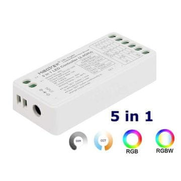 MiBoxer Kontroler SR5 5-v-1 Mi-light za RGB+CCT LED trak RF2.4G DC12-24V