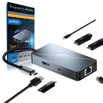 shumee USB-C ZGODOVIŠČE 3*USB-A + USB-C PowerDelivery + RJ45 + HDMI