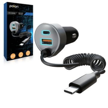 shumee Avtomobilski polnilnik za telefon 12V USB-C 65W | 2xUSB-C | USB-A | QC | PD