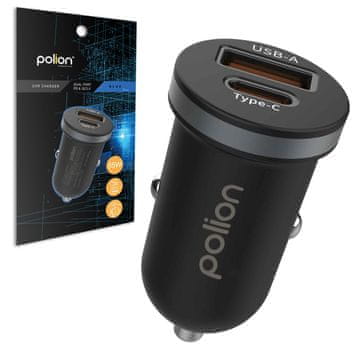 shumee Avtomobilski polnilnik za telefon 12V USB-C 35W | USB-C | USB-A | QC | PD