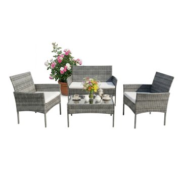 Northix 4-delni vrtni komplet iz ratana, odporen na vremenske vplive, z dvosedežnim kavčem in mizo