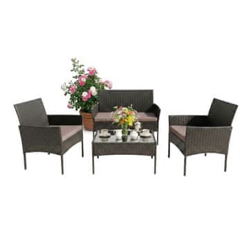 Northix 4-delni vrtni komplet iz ratana z blazinami, odporen na vremenske vplive