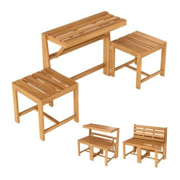 Northix Komplet vrtne klopi in mize 3 v 1 iz akacijevega lesa, z možnostjo preoblikovanja