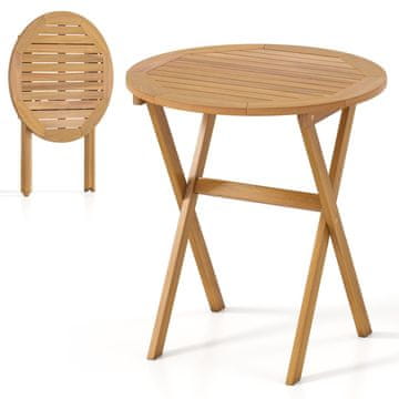 Northix Zložljiva okrogla vrtna miza iz akacijevega lesa, premer 67 cm