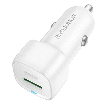 Borofone Adapter BZ34B avtopolnilec Type C (20W) USB A (18W) PD 38W QC 3.0 - bel