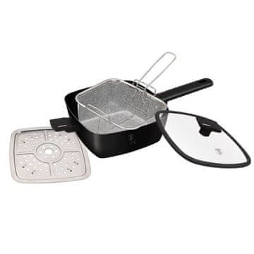 Berlingerhaus Ponev s titanovo prevleko BH-8279 square with steamer and basket 24x24x9 cm Monaco Collection