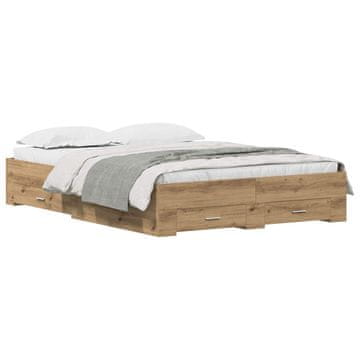 Vidaxl Konstrukcija postelje Umetni hrast 135 x 190 cm Konstruiran les