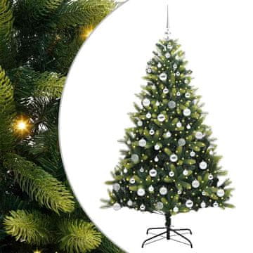 Vidaxl Umjetno hinged božično drevo 300 LED Zelena 180 cm PVC in PE