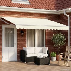 Vidaxl Solarna električna tenda 5 x 3 m Krem 100% poliester
