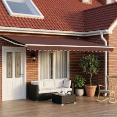 Vidaxl Solarna električna tenda 5 x 3 m Rjava 100% poliester