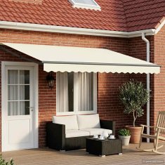 Vidaxl Solarna električna tenda 5 x 3 m Krem 100% poliester