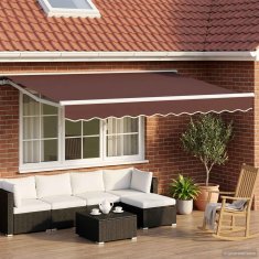 Vidaxl Ročna tenda 3 x 2,5 m Rjava 100% poliester