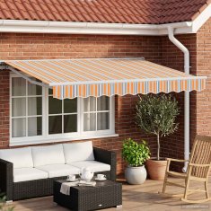 Vidaxl Ročna tenda 3 x 2,5 m Oranžne, sive, modre in bele črte