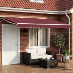 Vidaxl Ročna tenda 5 x 3 m Burgundija 100% poliester