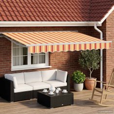 Vidaxl Ročna tenda 3 x 2,5 m Rumene, oranžne in bele črte