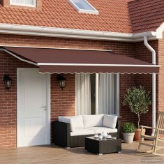 Vidaxl Solarna električna tenda 5 x 3 m Rjava 100% poliester