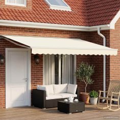 Vidaxl Solarna električna tenda 5 x 3 m Krem 100% poliester