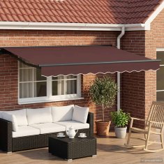 Vidaxl Ročna tenda 3 x 2 m Rjava 100% poliester