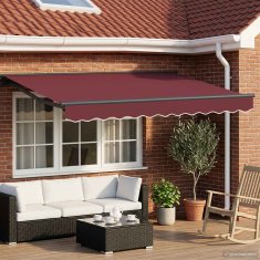 Vidaxl Ročna tenda 3 x 2 m Burgundija 100% poliester