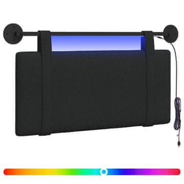 Vidaxl Viseče vzglavje postelje Z LED svetlobo Črna Blago