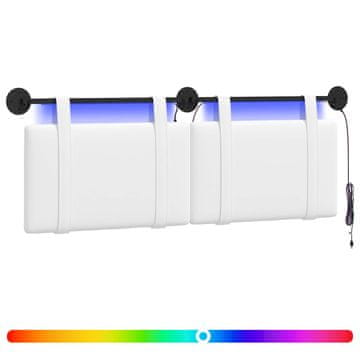 Vidaxl Viseče vzglavje postelje Z LED svetlobo Bela Blago