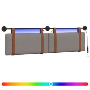 Vidaxl Viseče vzglavje postelje Z LED svetlobo Taupe Antikni PU