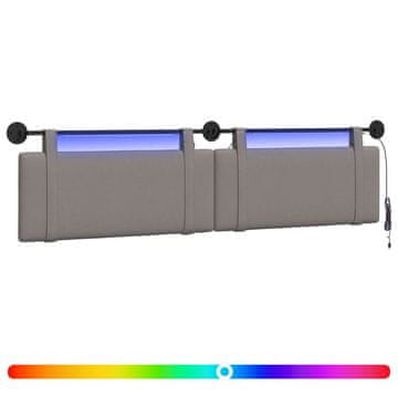 Vidaxl Viseče vzglavje postelje Z LED svetlobo Taupe Blago