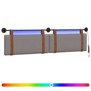 Vidaxl Viseče vzglavje postelje Z LED svetlobo Taupe Antikni PU