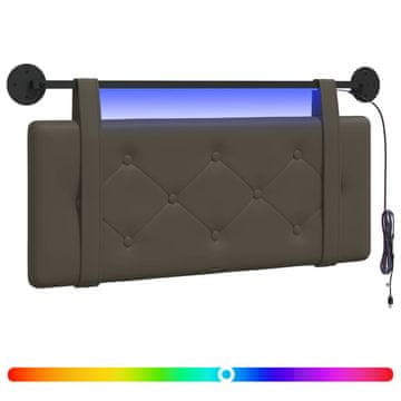 Vidaxl Viseče vzglavje postelje Z LED svetlobo Siva Umetno usnje