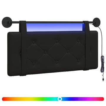 Vidaxl Viseče vzglavje postelje Z LED svetlobo Črna Umetno usnje