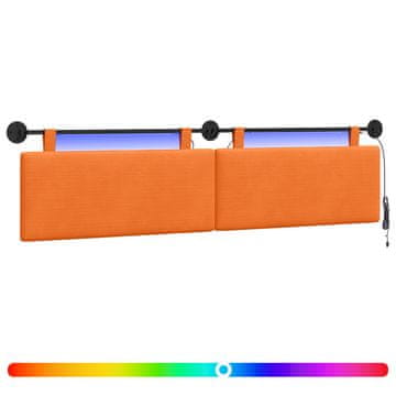 Vidaxl Viseče vzglavje postelje Z LED svetlobo Oranžna Žametna tkanina