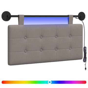 Vidaxl Viseče vzglavje postelje Z LED svetlobo Taupe Blago