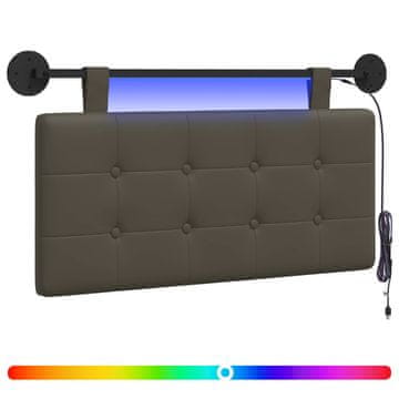 Vidaxl Viseče vzglavje postelje Z LED svetlobo Siva Umetno usnje